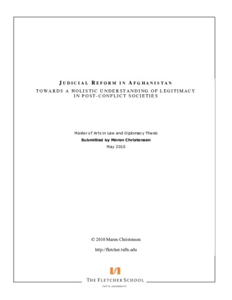 Judicial Reform in Afghanistan: Towards a Holistic Understanding of Legitimacy in Post-Conflict Societies, 2010