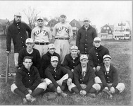 Baseball team members on field, 1920