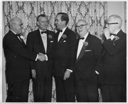 Advertising Club of Baltimore (written on back of photograph). Edward R. Murrow with, from left to right: Unidentified, Governor Theodore R. McKeldin, Murrow, Hammerman, and unidentified., 1957