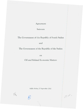 Agreement between the Government of the Republic of South Sudan and the Government of the Republic of the Sudan on Oil and Related Economic Matters , 2012-09-27