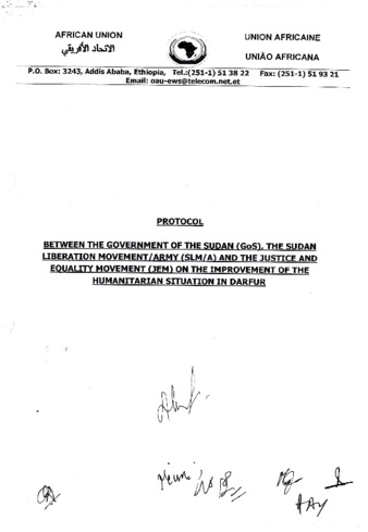 Protocol on the Improvement of the Humanitarian Situation in Darfur, 2004-11-09